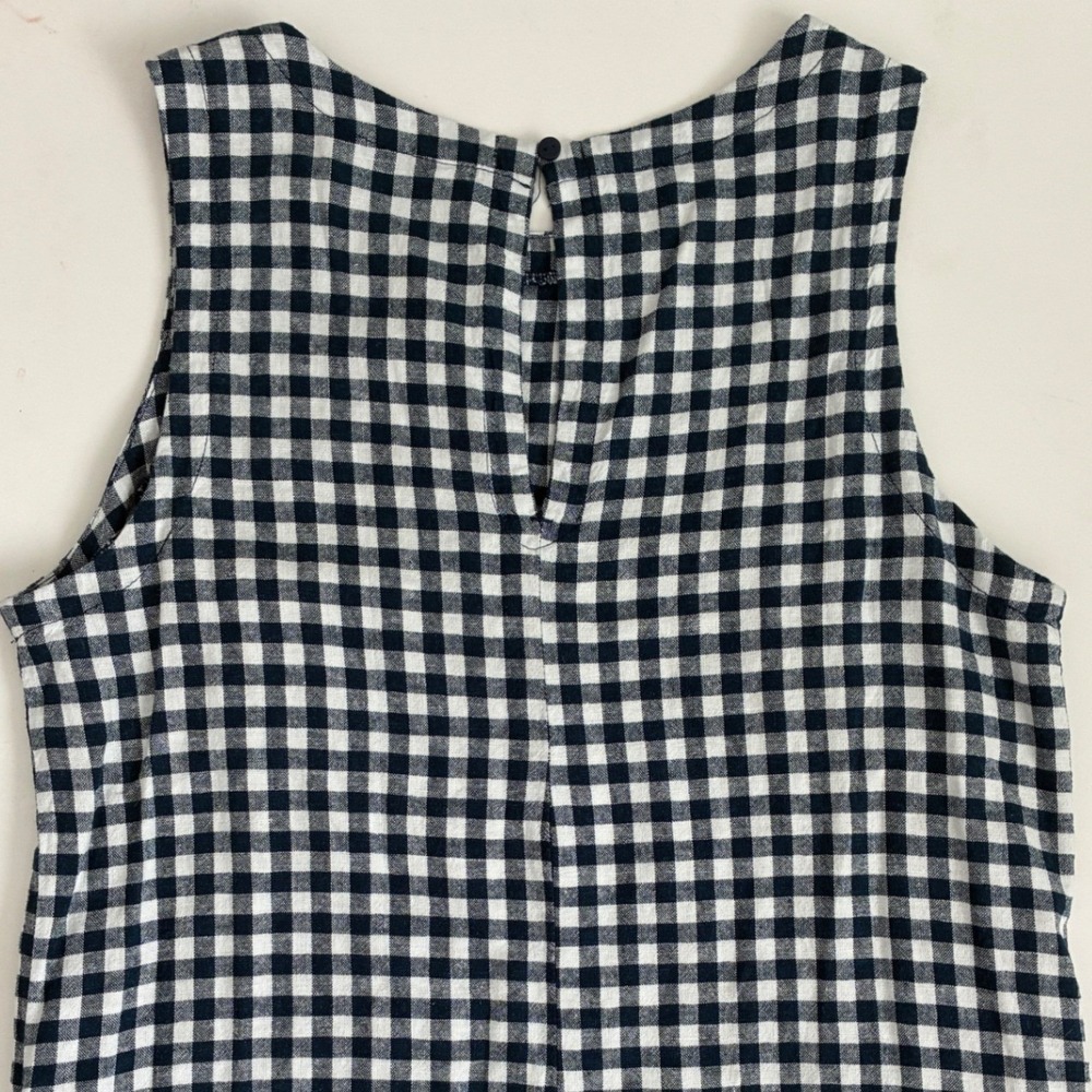 Old Navy Womens Navy Blue Gingham Linen Blend Sleeveless Mini Shift Dress M NWT - Picture 5 of 11